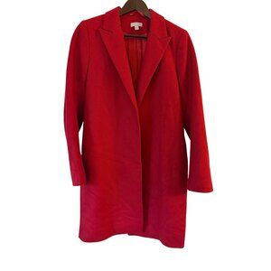 COS Womens Red Wool Blend Long Coat Size 6 Elegant Tailored Fit